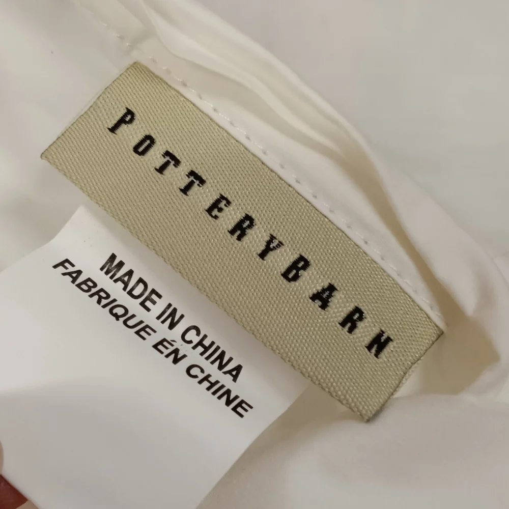 Pottery Barn Fine Cotton Embroidery Border Lumbar Pillow + Insert